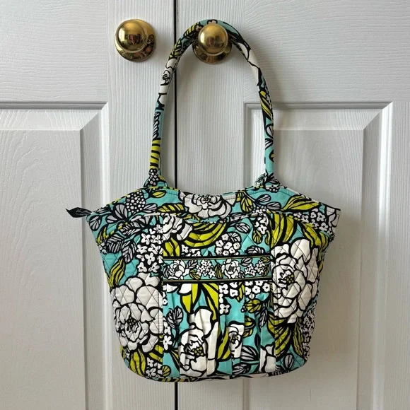 VERA BRADLEY SWEETHEART SHOULDER BAG Purse ISLAND BLOOMS Floral Teal/Green - Picture 2 of 13
